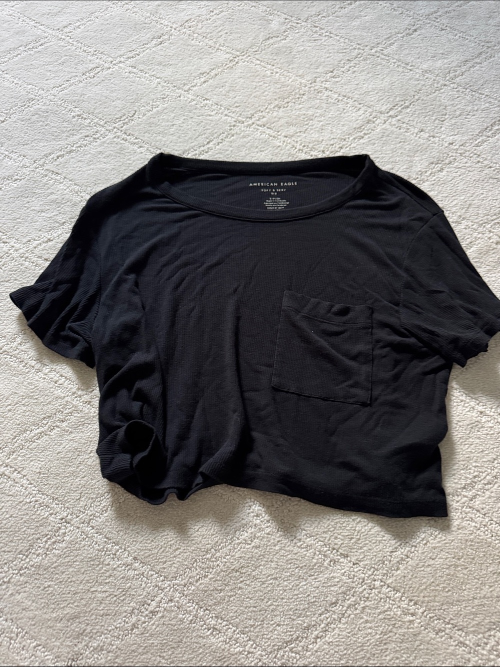 American Eagle Outfitters Off the Shoulder Black Cropped Pocket Tee